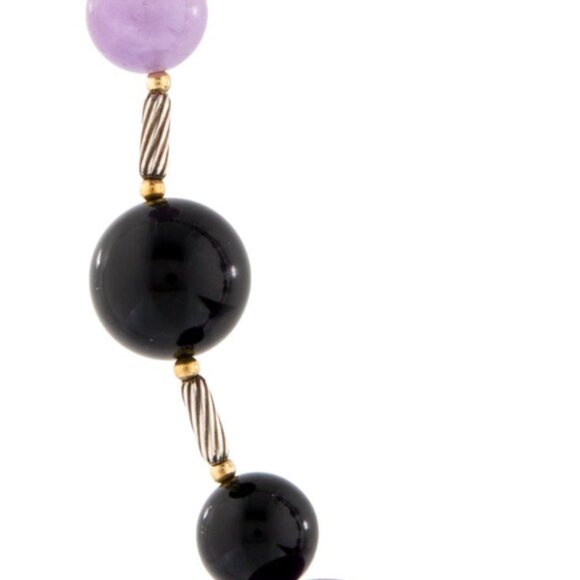 DAVID YURMAN 18K YG & STERLING  AMETHYST, ONYX & HEMATINE POPCORN NECKLACE - Picture 6 of 9